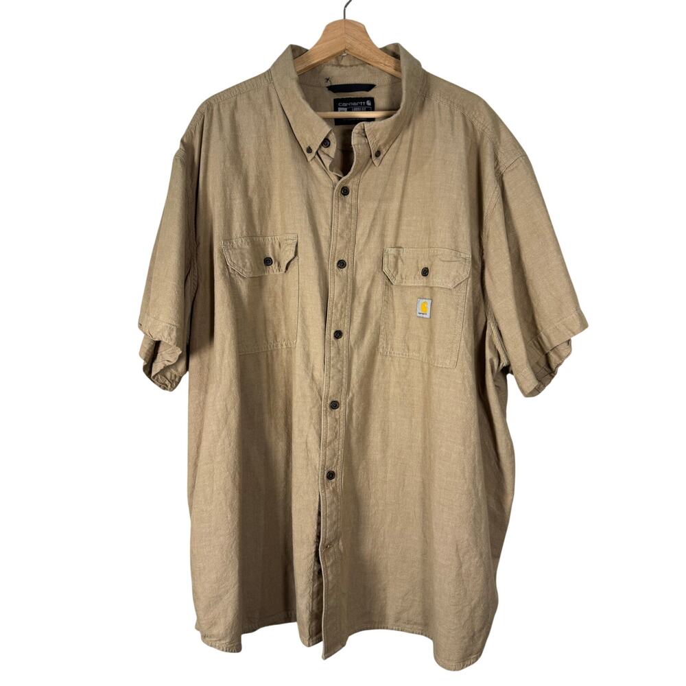 Carhartt Loose Fit Khaki Brown Button Down 4XL
